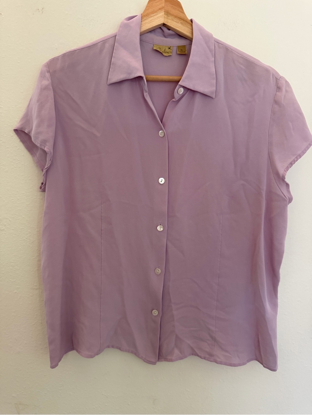 Caslon Lilac Short-Sleeve Button Front Blouse 100% silk - Picture 1 of 6
